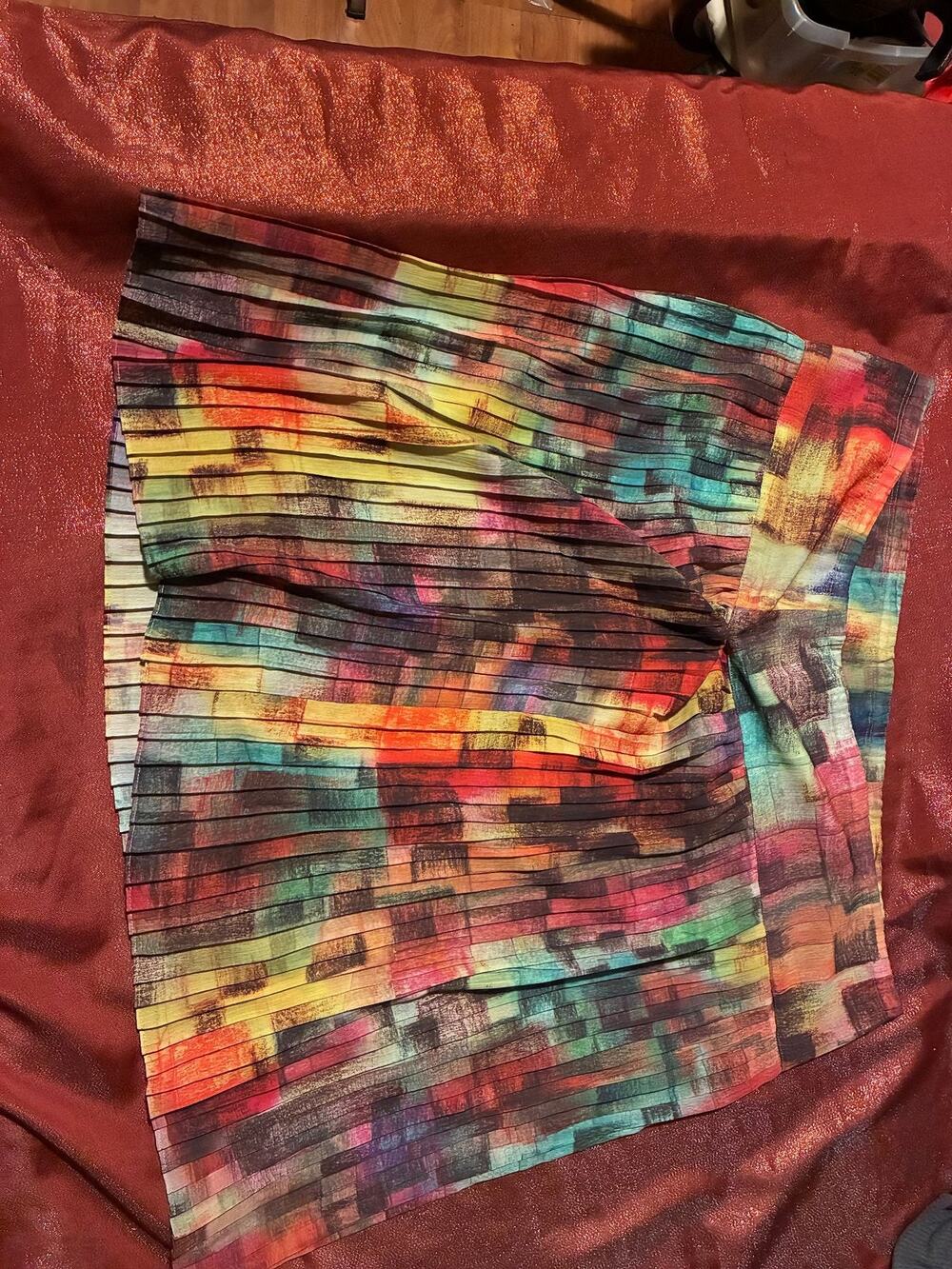 Lane Bryant Skirt Womens 14/16 Pleated Multicolor Lined Polyester Midi Flowy